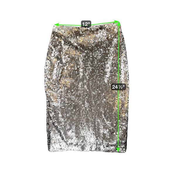 NWT Express Silver Sequin Women's Fitted Pencil Skirt - Size 0 - Picture 2 of 6
